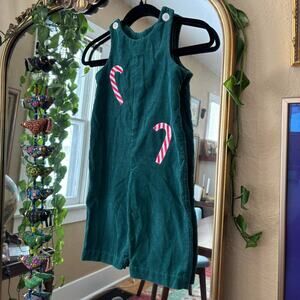 Vintage Handmade Green Cord Christmas Overalls Xmas Unisex Youth